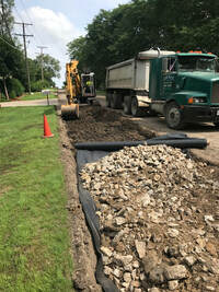 Geske & sons prep crew working on excavating and stabilizing a road in Buffalo Grove, IL 